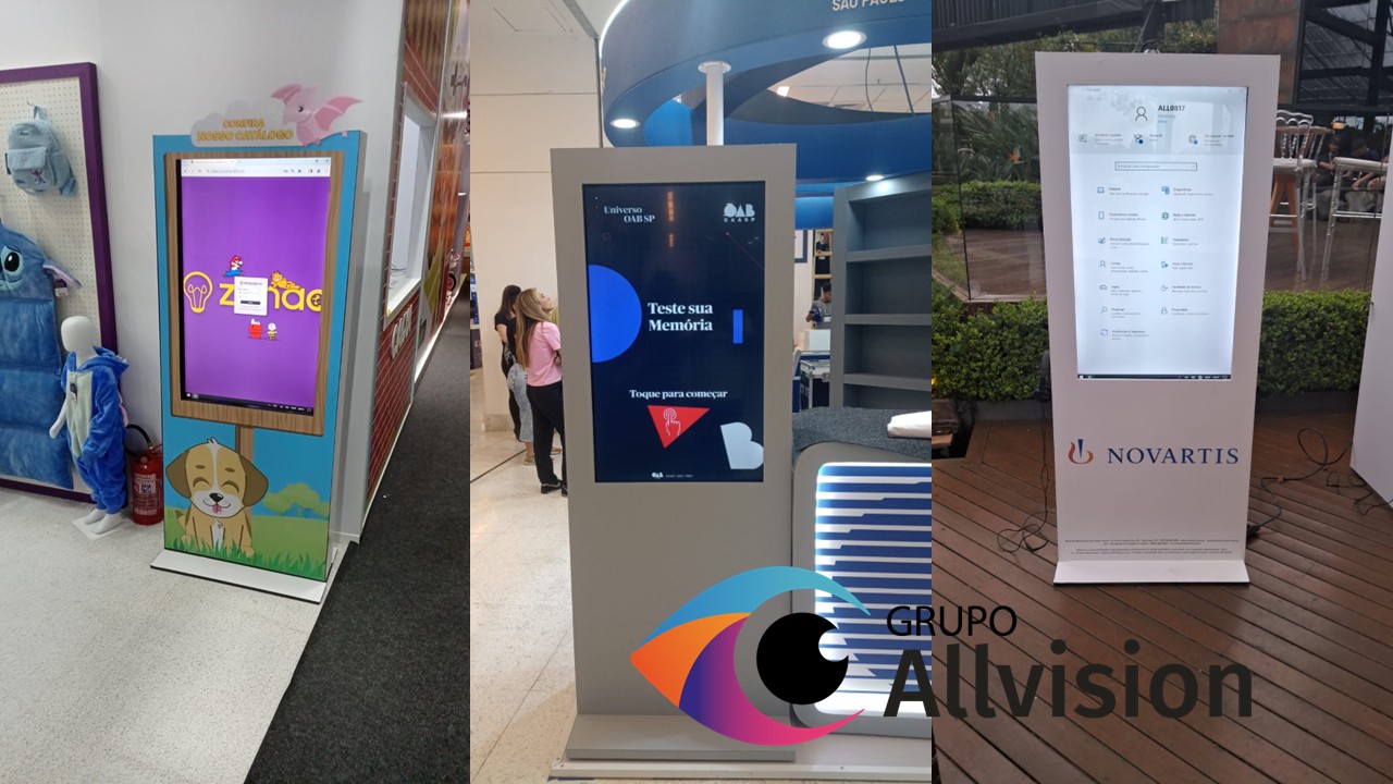 interativa: Jogos interativos para eventos-GRUPO ALLVISION Design - Jogos Interativos para Eventos RIO DE JANEIRO ALUGUEL DE TOTEM CURVO TOUCH SCREEN