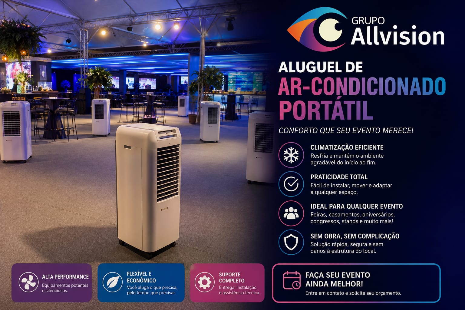 Aluguel de Ar-Condicionado Portátil, Auditórios e Palestras, Volta Redonda, Rio de Janeiro, 2026